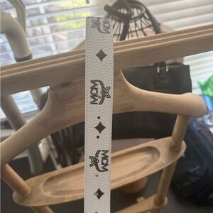 Authentic white MCM logo belt